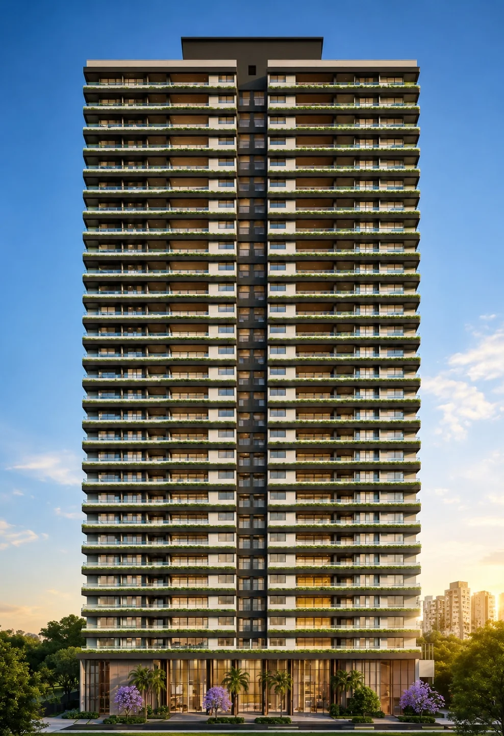 Torre residencial do Le Six Ibirapuera vista da rua, Indianópolis